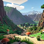 **

Vast and varied Minecraft landscape generated by WorldPainter. Rolling hills transitioning from lush forest to arid savannah. Snow-capped mountains in the distance. A hidden cave with bioluminescent mushrooms. Intricate details, custom brushes to simulate realistic textures (rocks, sand, vegetation).

**
