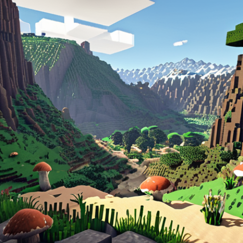 Home 15 **
Vast and varied Minecraft landscape generated by WorldPainter. Rolling hills transitioning from lush forest to arid savannah. Snow-capped mountains in the distance. A hidden cave with bioluminescent mushrooms. Intricate details, custom brushes to simulate realistic textures (rocks, sand, vegetation).
**