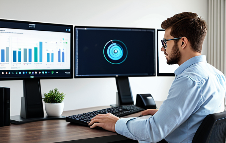 A focused young adult, fully clothed in modest casual professional attire, sitting at a clean, modern desk in a well-lit home office. On the desk, multiple digital screens display conceptual server logos, strategic marketing plans, and community engagement analytics. The subject is thoughtfully observing the data, embodying a dedicated server owner crafting a unique identity. The pose is natural, with perfect anatomy, well-formed hands, and correct proportions. The atmosphere is professional and engaging, with soft, natural lighting. safe for work, appropriate content, fully clothed, professional.