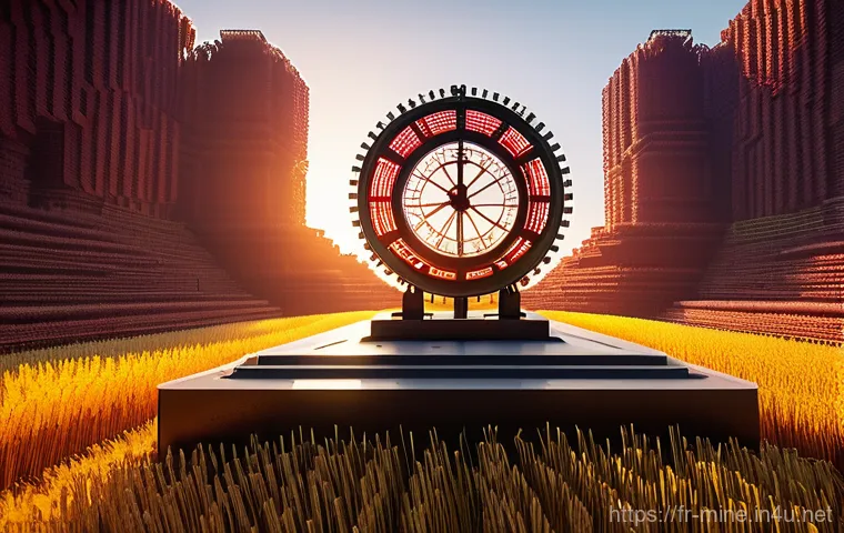 마인크래프트 무한 루프 회로 제작 - **Prompt:** A mesmerizing, intricate Redstone clock mechanism, centrally located in a serene, styliz...