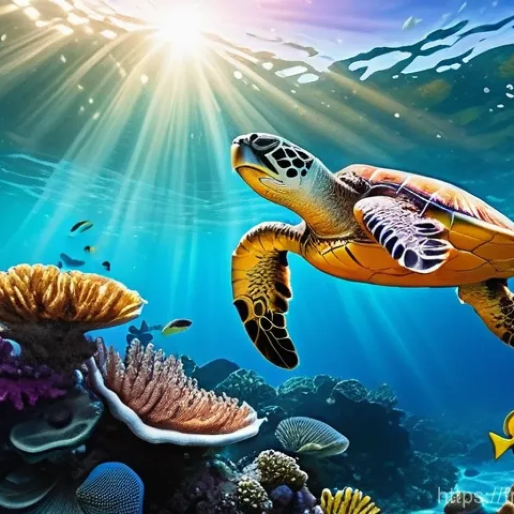 마인크래프트 아쿠아틱 업데이트 활용 - **Vibrant Coral Reef Exploration:** A highly detailed and colorful underwater scene depicting a ...