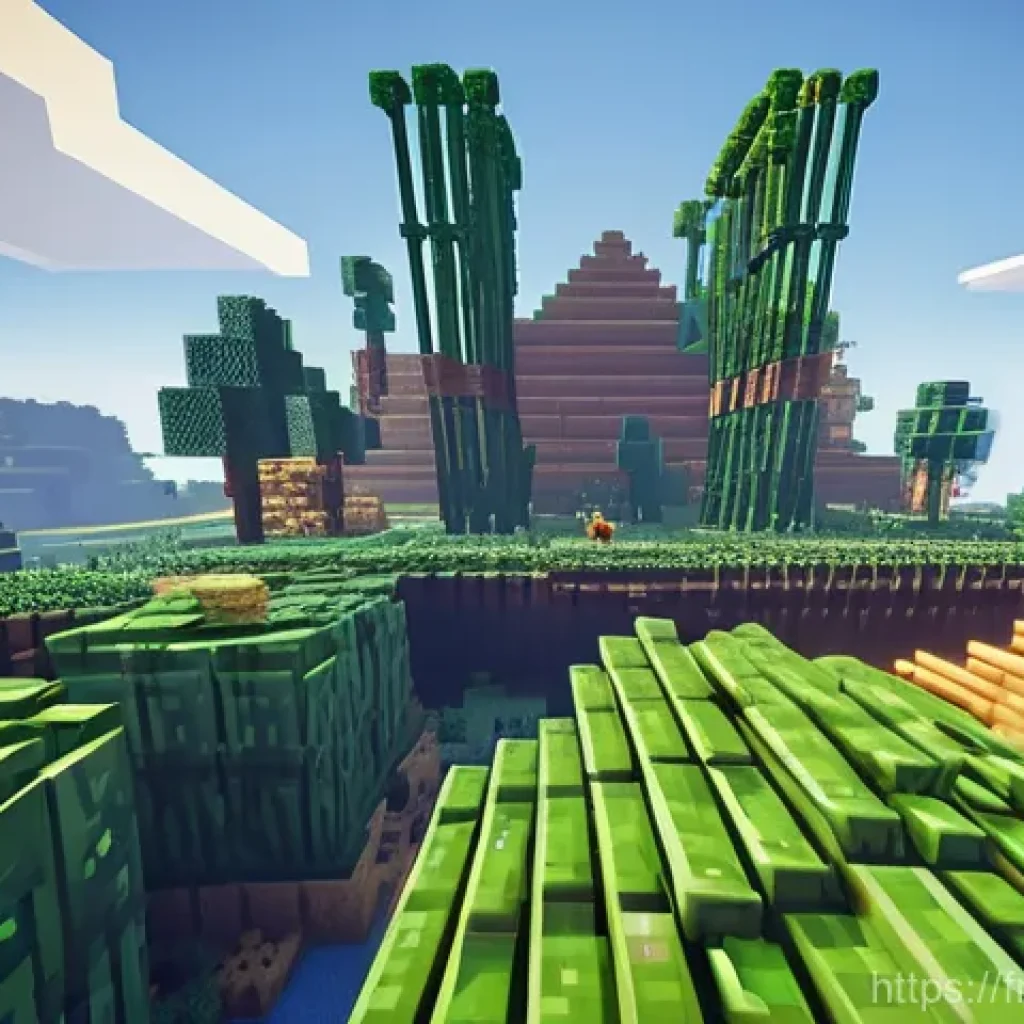 마인크래프트 시간 절약 회로 - **"A vibrant and bustling Minecraft scene showcasing a series of interconnected automatic farms unde...