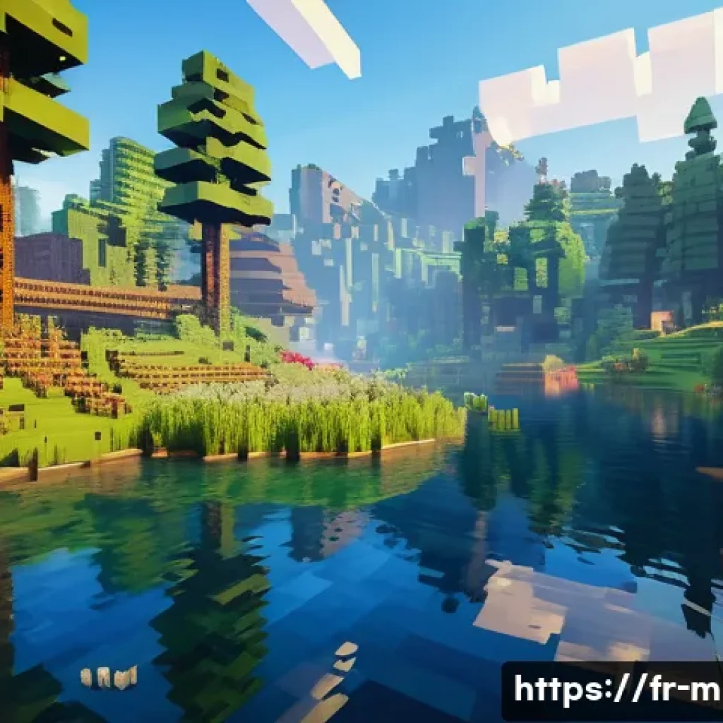 마인크래프트 환경 보호 맵 설계 - **Prompt:** A vibrant, flourishing Minecraft-inspired biome, showcasing diverse ecosystems. In the f...