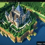 마인크래프트 창작 맵 배포법 - A vibrant digital art scene showing a French Minecraft community sharing and discussing custom maps ...