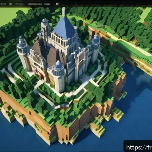 마인크래프트 창작 맵 배포법 - A vibrant digital art scene showing a French Minecraft community sharing and discussing custom maps ...